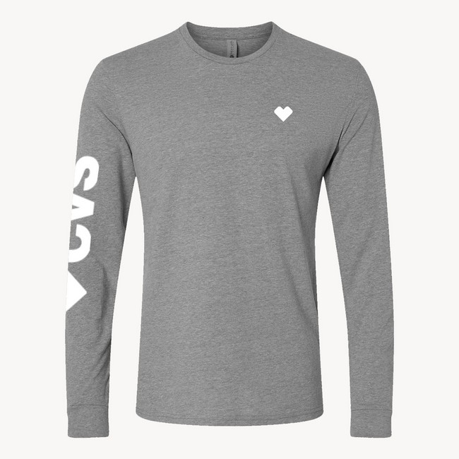 Main image of Unisex Longsleeve Heart Tee- CVS Pharmacy, Grey